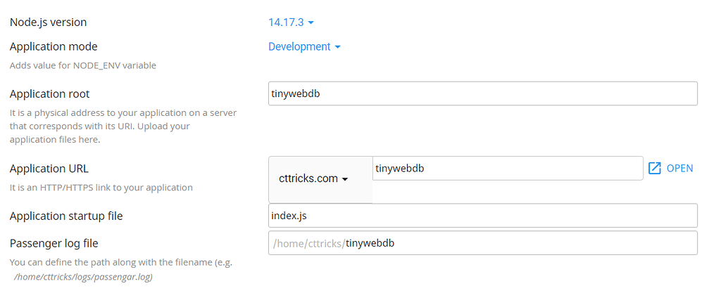 Application url